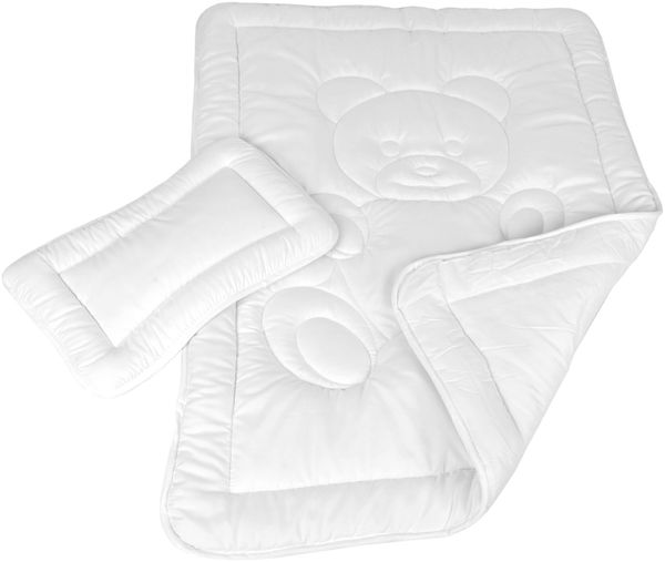 Bettenset für Kinder, Bettdecke 100x135cm + Kopfkissen 40x60cm, Kinderdecke Kinderkissen, Baby Betten Set mit Bärchen-Steppung