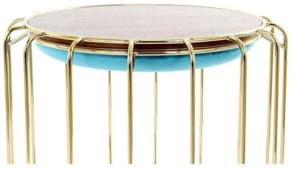 Beistelltisch / Pouf Comfortable 110 Türkis / Gold Bild 3