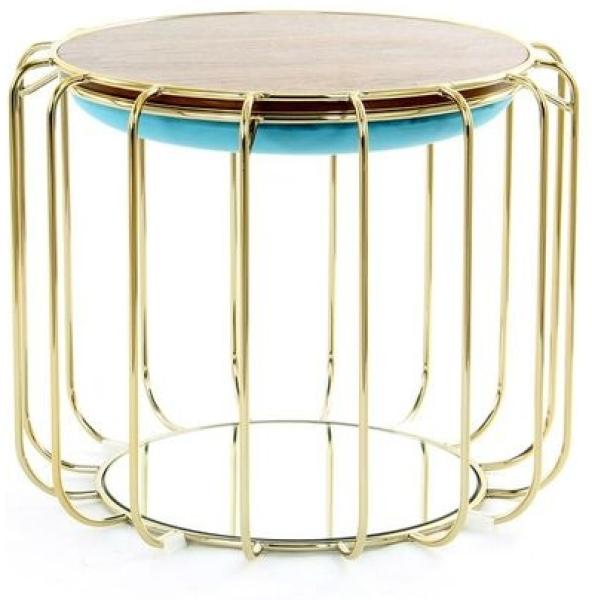 Beistelltisch / Pouf Comfortable 110 Türkis / Gold Bild 2