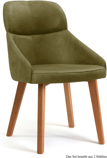 Esszimmerstuhl (2er-Set) Dasya 52x82x63 Eiche geölt/Olivgrün
