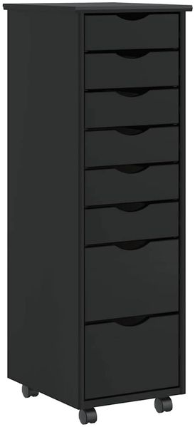vidaXL Rollschrank mit Schubladen MOSS Schwarz Massivholz Kiefer 4015786