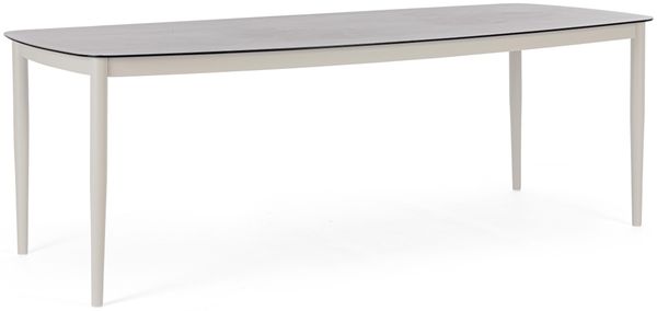 Gartenesstisch Tornes Aluminium, modern rechteckig, beige Morny, 220x100 cm, für 6-8 Personen