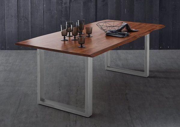 SAM® Baumkantentisch Lennart, Akazienholz, Baumkante, Metallgestell U-Form, bis 3m lieferbar