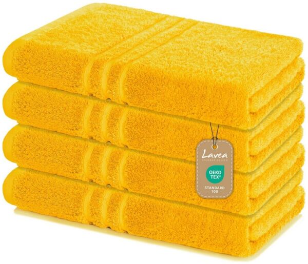 Lavea Duschtücher 4er Set Duschtuch 70 x 140 cm, Elena Frottee Handtücher, (Set, 4-St), Dusch-Handtuch, 500 g/m² Frottier, weich & saugstark, pflegeleicht
