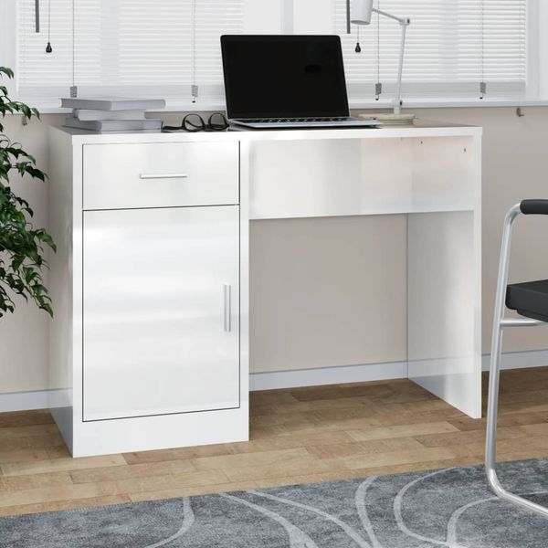 vidaXL Schreibtisch mit Stauraum Hochglanz-Weiß 100x40x73 cm 342655