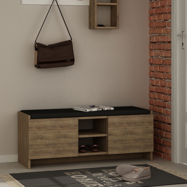 Schuhschrank, 'Zulla', 43 x 37 x 110, Dunkle Eiche