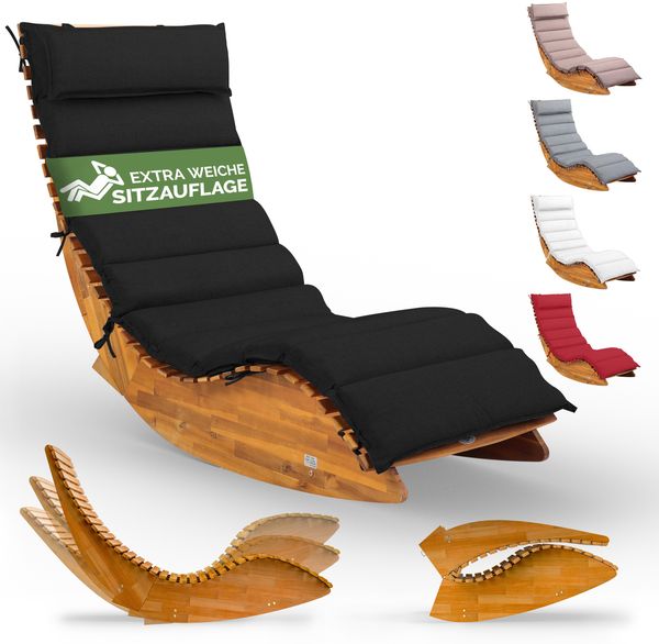 CASARIA® JAVA Sonnenliege inkl. Auflage Holz Anthrazit