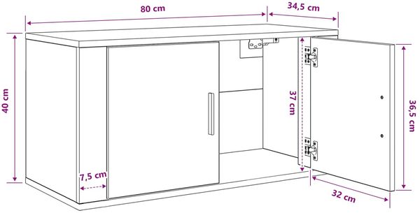 vidaXL Wandmontiertes TV-Regal Altholz 80 x 34,5 x 40 cm Holzwerkstoff 881150 Bild 11