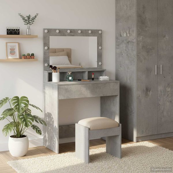 vidaXL Schminktisch Beton Grau 78,5 x 41 x 135 cm Holzwerkstoff 865112