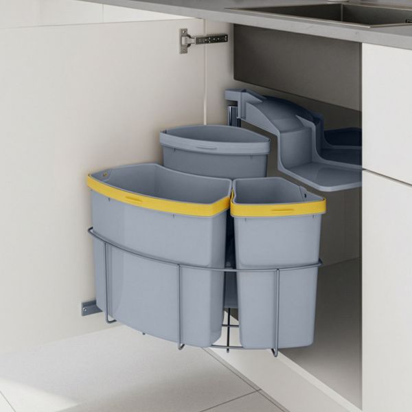 Einbau-Mülleimer Kollby schwenkbar Grau 2x12 L+1x6 L [en. casa]