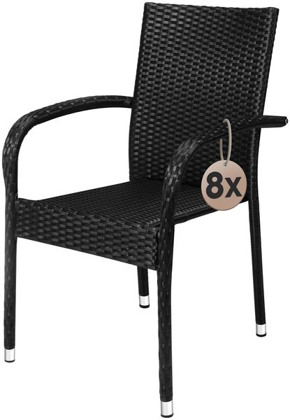 CASARIA® Gartenstühle 8er Set Stapelbar Schwarz