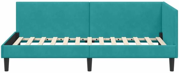 vidaXL Eckbettgestell mit Kopfteil Türkis 90 cm x 190 cm Samt 42016224 Bild 5
