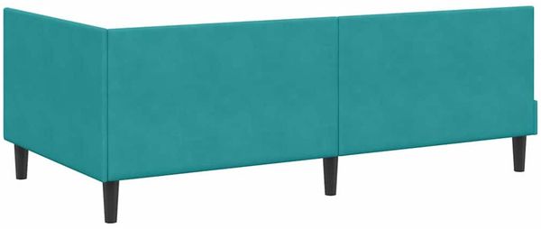 vidaXL Eckbettgestell mit Kopfteil Türkis 90 cm x 190 cm Samt 42016224 Bild 7