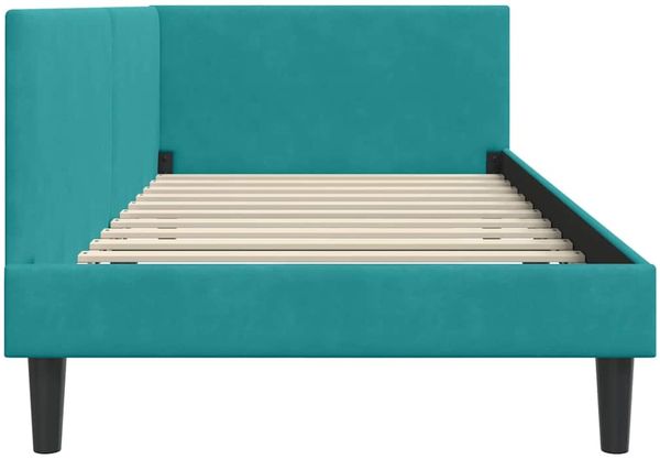 vidaXL Eckbettgestell mit Kopfteil Türkis 90 cm x 190 cm Samt 42016224 Bild 6
