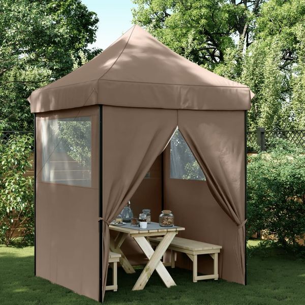 vidaXL Partyzelt Faltbar Pop-Up mit 4 Seitenteilen Braun 4005004