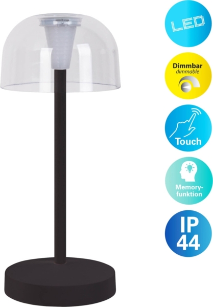 Light & More LED Akku-Tischleuchte Gomba schwarz dimmbar Bild 3