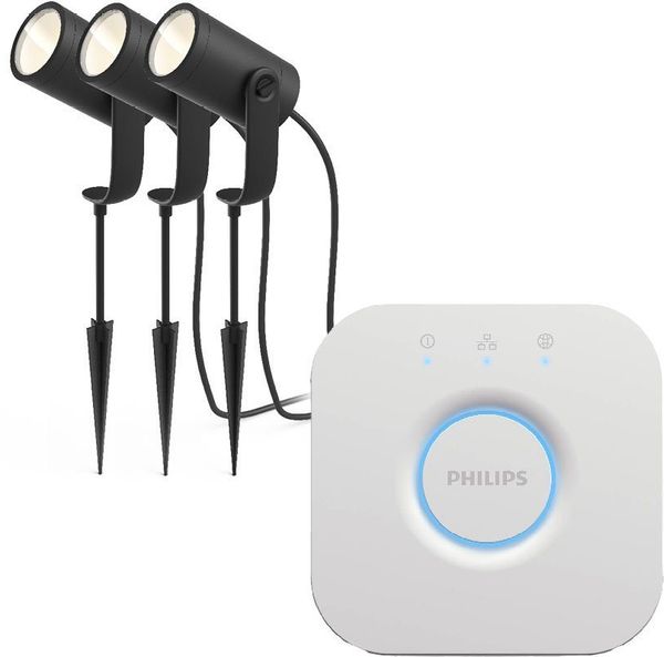 Philips Hue LED Gartenleuchte Lily, Farbsteuerung, LED fest integriert, RGB, Philips Hue White & Color Lily Spot 3flg mit schwenkbarem Lampenkopf