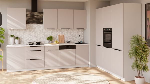 Küche COMO 280 + 180 cm Küchenzeile Küchenblock Einbauküche Kaschmir beige matt + Weiß matt