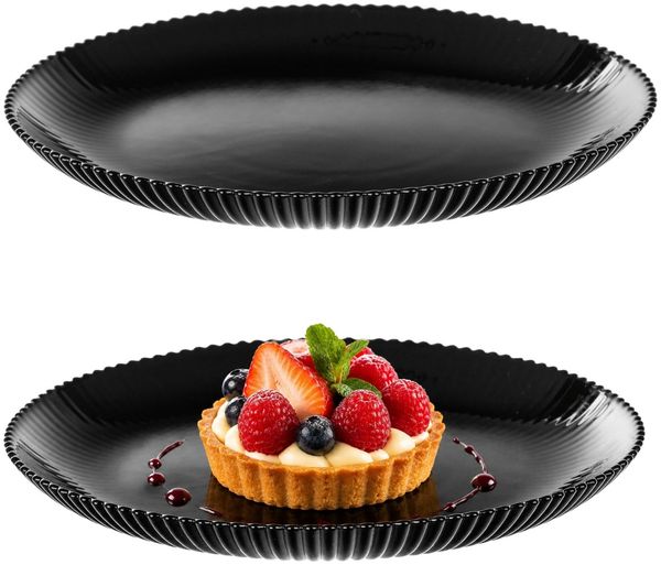 KADAX Dessertteller 19 cm, 1 Stück, schwarze Frühstücksteller aus Opalglas, Kuchenteller, kleine Teller für Kuchen, Dessert & Frühstück, Spülmaschinenfest (Schwarz)