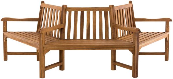 Baumbank HANIM - Holz Teak 250x125x93 cm | Halbrunde Sitzbank Mit Lehne Baumbank Gartenbank Für Baum