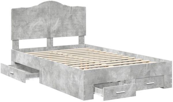 vidaXL Bettrahmen mit Kopfteil Beton Grau 135 x 190 cm Holzwerkstoff 3413615 Bild 5