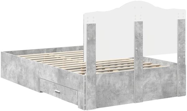 vidaXL Bettrahmen mit Kopfteil Beton Grau 135 x 190 cm Holzwerkstoff 3413615 Bild 10