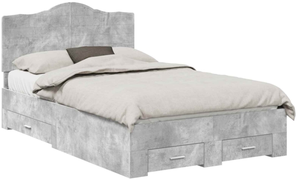 vidaXL Bettrahmen mit Kopfteil Beton Grau 135 x 190 cm Holzwerkstoff 3413615