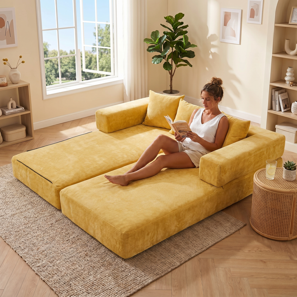 LVHOM Schlafsofa 3 sitzer, Klappsofa mit Schlaffunktion, Bodensofa, Schlafcouch aus Chenille-Stoff, frei Kombination, 198x79x60 cm