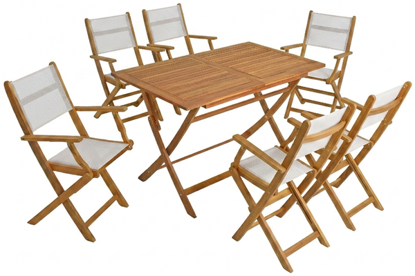 Gartenmöbel Sitzgruppe Gartentisch Eckig 6 Klappstühle Gartenset Sitzgarnitur