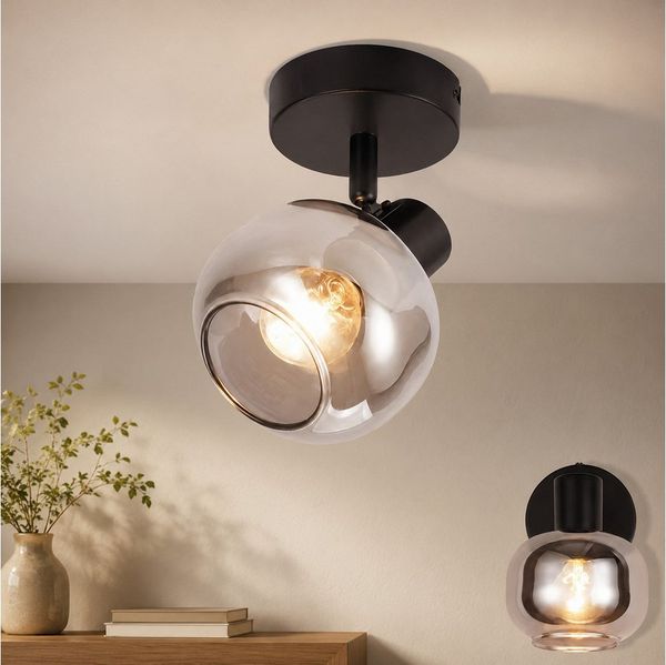 Nettlife Deckenstrahler Küchenlampe 2/3/4/6 Flammig Modern E14 Rauchglas Deckenleuchte, Schwenkbar, LED wechselbar, Wohnzimmerlampe für Schlafzimmer Flur Küche