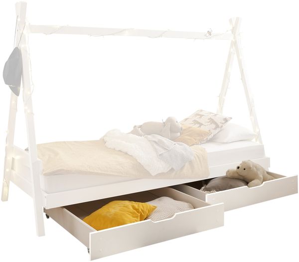 Kinderbett >Sora< (3-teilig) inkl. Schubkästen, in weiss - 95x154x213 (BxHxT) Bild 4