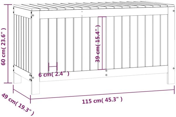 vidaXL Gartentruhe Weiß 115x49x60 cm Massivholz Kiefer 823837 Bild 10