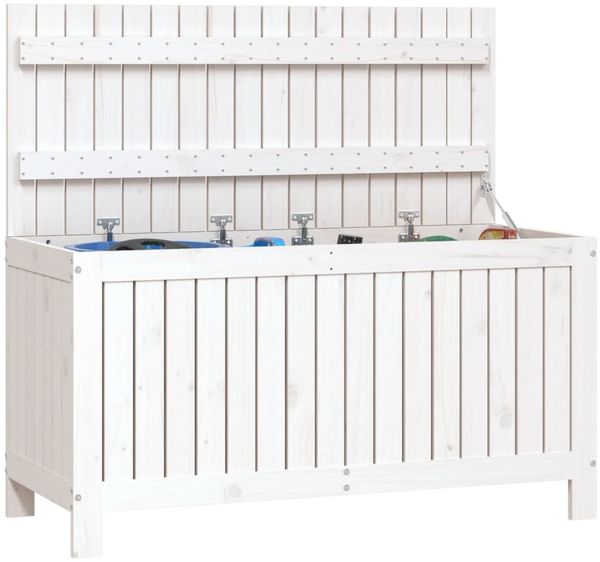 vidaXL Gartentruhe Weiß 115x49x60 cm Massivholz Kiefer 823837 Bild 4