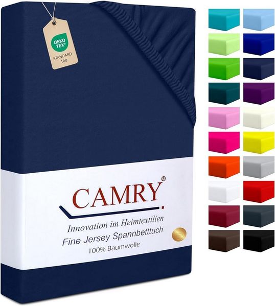 Camry Spannbettlaken CLASSIC Jersey 100% Baumwolle Spannbetttuch atmungsaktiv Gummizug, Jersey Baumwolle, Gummizug: rundum, 100% Baumwolle, alle Matratzenhöhen, atmungsaktiv, pflegeleicht
