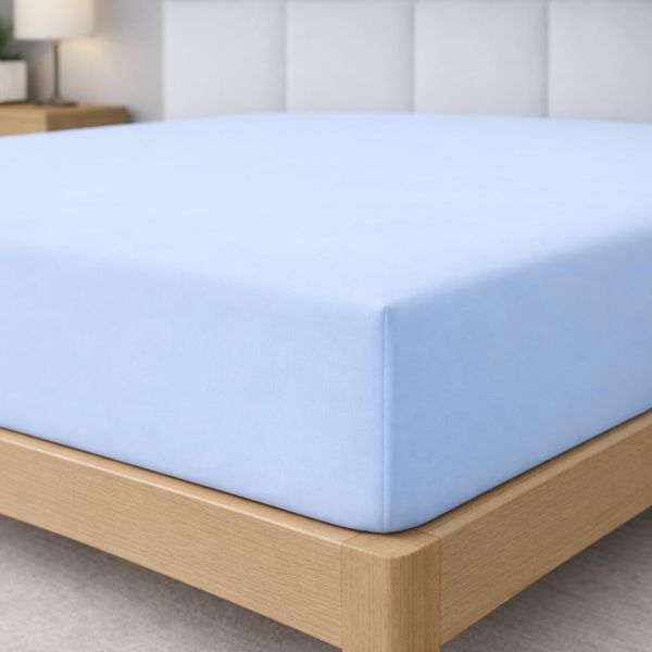 Degrees Home - Collection - Spannbettlaken – 100% Polyester, Hochwertige Mikrofaser, Rundum-Gummizug, Atmungsaktiv & Pflegeleicht, Oeko-Tex Standard -90 X 190 X 33– Himmelblau