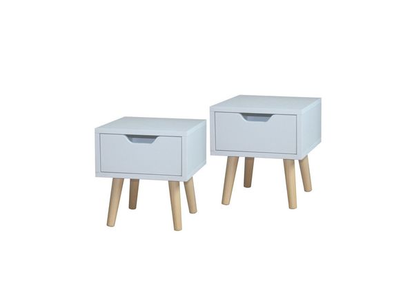 HTI-Living Nachttisch Nachttisch 1 Schublade 2er-Set Thekla Weiß (Set, 2-St, 2 Nachttische), Beistelltisch Kommode