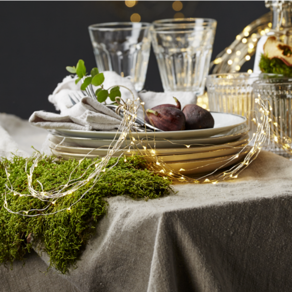 LED Lichterkette Silberdraht 75er, Timer, warmweiß, Außen