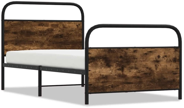 vidaXL Bettgestell ohne Matratze 100x190 cm Räuchereiche Holzwerkstoff 4100221