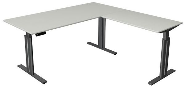Kerkmann Schreibtisch Sitz- /Stehtisch Move 3 elegantt 180x180x72-120 cm mit Anbautisch Anthrazit Bild 5