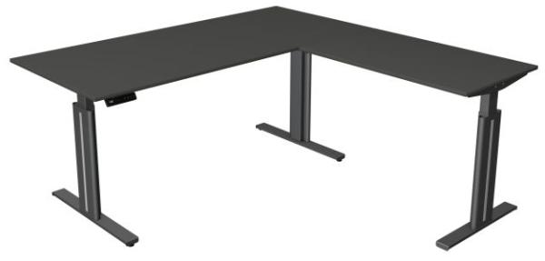 Kerkmann Schreibtisch Sitz- /Stehtisch Move 3 elegantt 180x180x72-120 cm mit Anbautisch Anthrazit