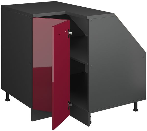 Eck-Küchenschrank für Dachschrägen R-Line Rot Hochglanz 75.6 cm mit 1 Tür, Schrankkorpus 60 cm Tiefe Vicco Bild 3