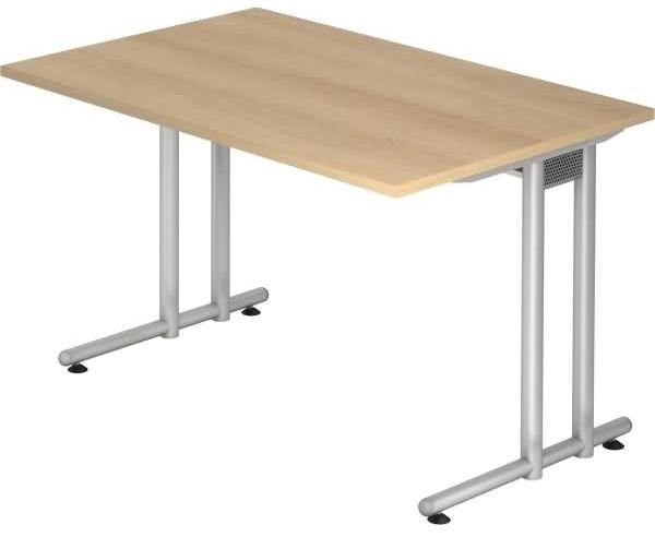 Schreibtisch NS12 C-Fuß 120x80cm Eiche Gestellfarbe: Silber
