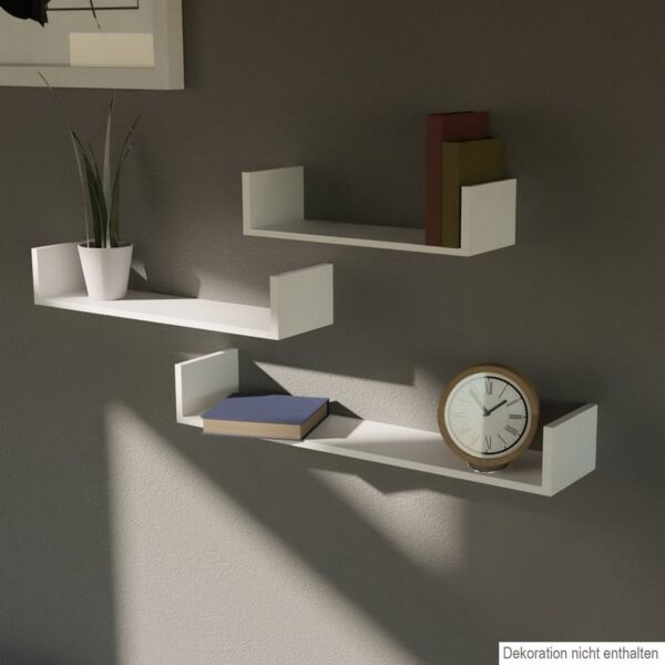 3er Set Wandregal Schweberegal Bücherablage Hängeregal Wandboard weiß