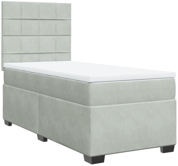 vidaXL Boxspringbett mit Matratze Hellgrau 90x200 cm Samt 3290810