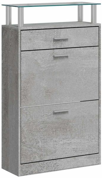 Schuhschrank, Schuhkipper für Flur, skandinavisch Betongrau 63x24x104 cm Holzwerkstoff