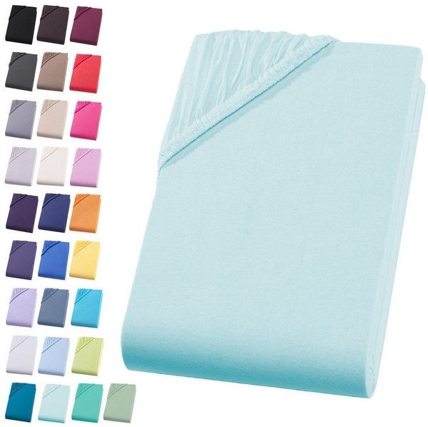 Visaggio Spannbettlaken Jersey aus 100% Baumwolle Spannbetttuch Bettlaken, Jersey, Gummizug: rundum, Spannbettlaken, für Matratzenhöhen bis 22 cm, Steghöhe 30 cm