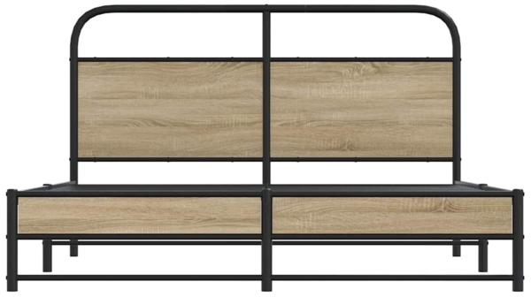 vidaXL Metallbett ohne Matratze Räuchereiche 160x200 cm 3318679 Bild 4