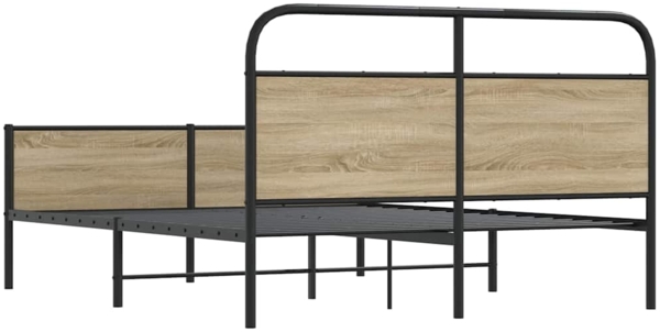 vidaXL Metallbett ohne Matratze Räuchereiche 160x200 cm 3318679 Bild 6