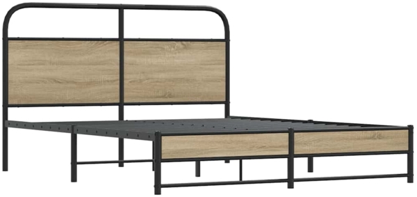 vidaXL Metallbett ohne Matratze Räuchereiche 160x200 cm 3318679 Bild 2