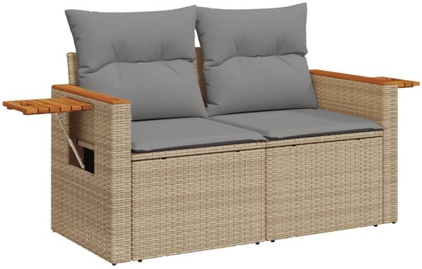 vidaXL Gartensofa mit Kissen 2-Sitzer Beige Poly Rattan 366098 Bild 8